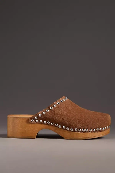 By Anthropologie Studded Wood-bottom Clogs