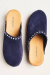 By Anthropologie Studded Wood-bottom Clogs In Blue