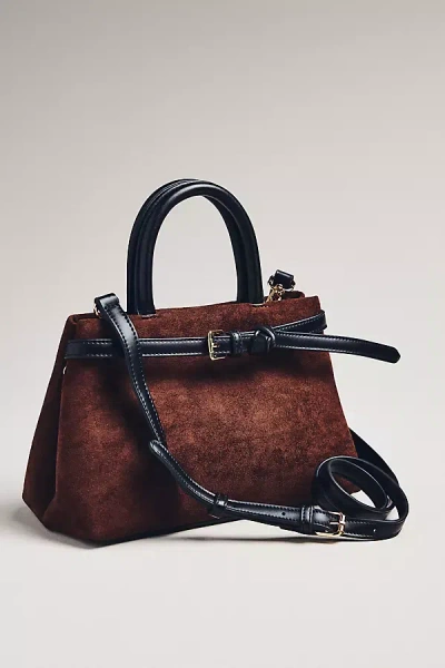 By Anthropologie Suede Belted Leather Satchel In Brown