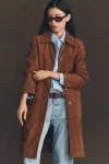 By Anthropologie Suede Car Coat Jacket In Sand