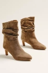 By Anthropologie Suede Scrunch Boots In Brown