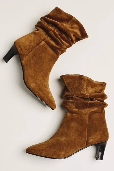 By Anthropologie Suede Scrunch Boots In Brown