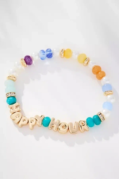 By Anthropologie Summer Bubble Letter Bracelet In Blue