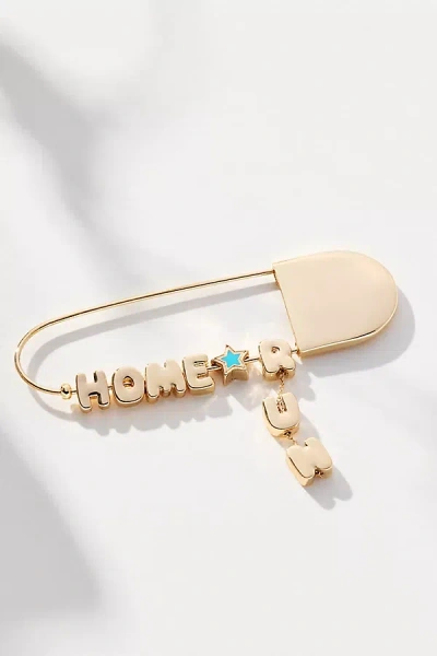 By Anthropologie Summer Bubble Letter Safety Pin Brooch In Blue