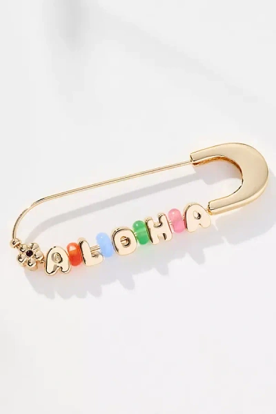 By Anthropologie Summer Bubble Letter Safety Pin Brooch In Multi