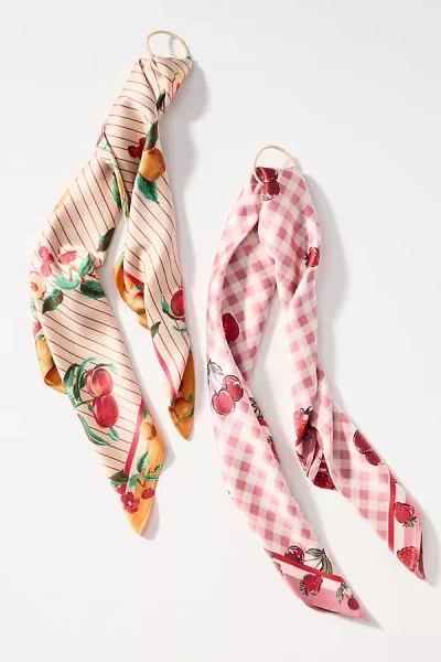 By Anthropologie Summer Fruits Printed Hair Scarves, Set Of 2