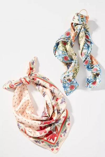 By Anthropologie Summer Fruits Printed Hair Scarves, Set Of 2