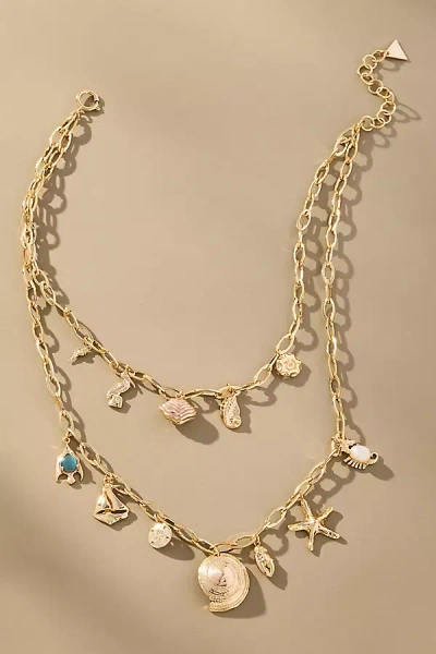 By Anthropologie Summer Icon Layered Charm Necklace In Gold