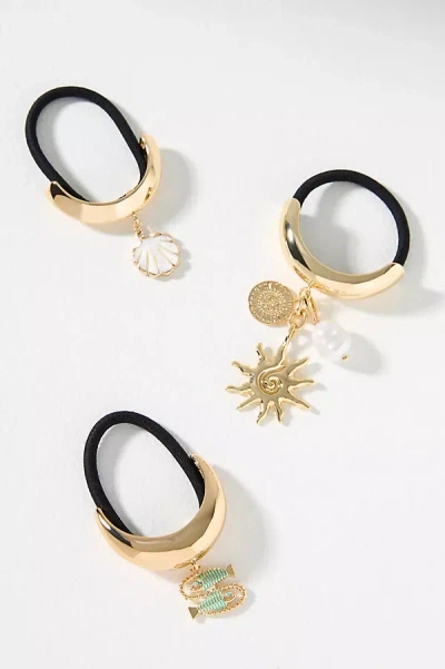 By Anthropologie Sun Charm Cuff Hair Ties, Set Of 3 In Gold