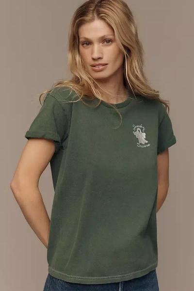 By Anthropologie Sunday Scaries Ghost Tee In Green