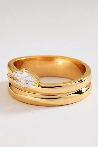 By Anthropologie Suspended Crystal Ring In Gold