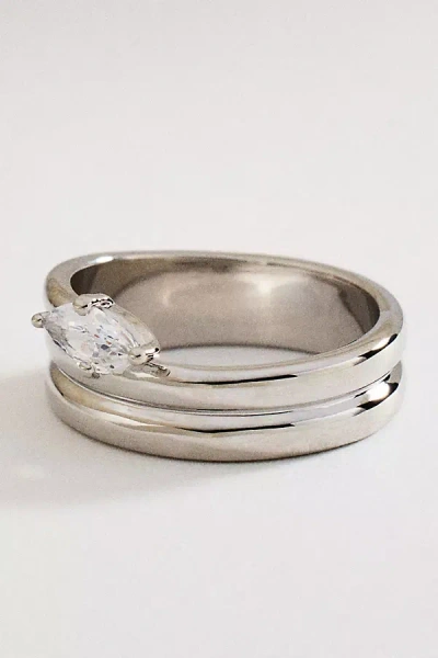 By Anthropologie Suspended Crystal Ring In Metallic