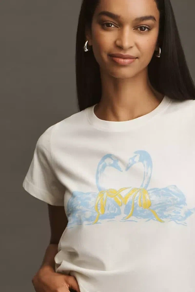 By Anthropologie Swan Graphic Tee In White