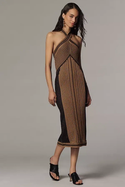 By Anthropologie Sweater Halter Midi Dress In Black