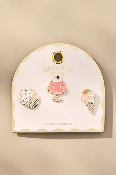 By Anthropologie Sweet Treat Brooches, Set Of 3 In Pink