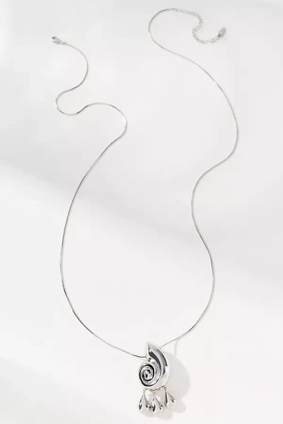 By Anthropologie Swirl Drop Necklace In Silver