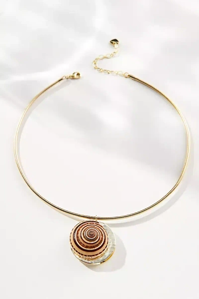 By Anthropologie Swirl Shell Collar Necklace In Gold