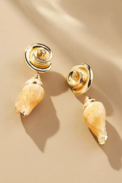 By Anthropologie Swirl Shell Drop Earrings In Gold
