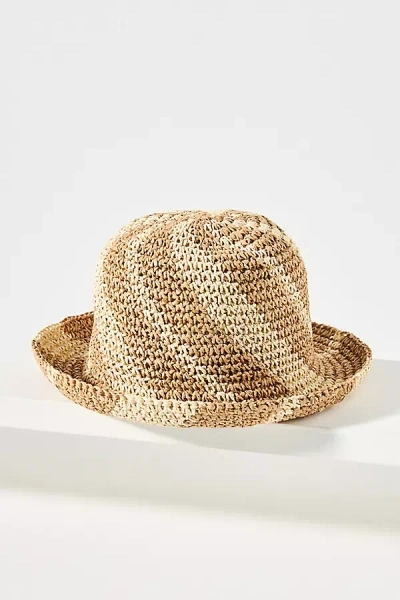 By Anthropologie Swirl Straw Bucket Hat In White