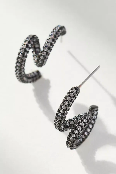 By Anthropologie Swirled Crystal Earrings In Black