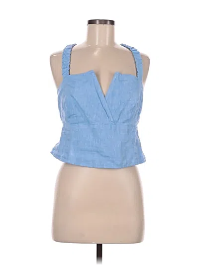 Pre-owned By Anthropologie Tank Top Blue Halter Neckline Tops