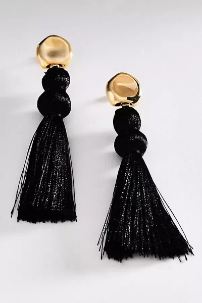By Anthropologie Tassel Drop Earrings In Black