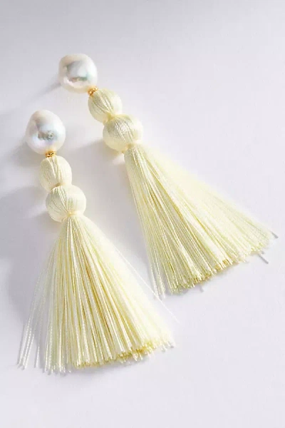 By Anthropologie Tassel Drop Earrings In Neutral