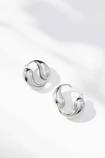 By Anthropologie Teardrop Circle Huggie Earrings In Silver