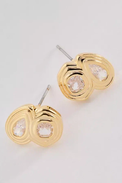 By Anthropologie Textured Bezel Crystal Post Earrings In Gold