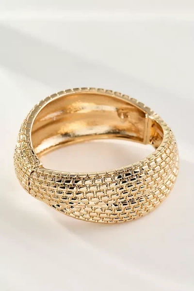 By Anthropologie Textured Chunky Bangle Bracelet In Gold