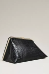 By Anthropologie Textured Croc Angular Hardware Clutch In Black