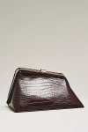 By Anthropologie Textured Croc Angular Hardware Clutch In Brown