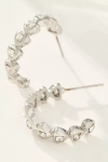 By Anthropologie Textured Crystal Hoop Earrings In Silver