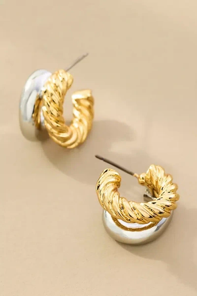 By Anthropologie Textured Double-hoop Earrings In Gold