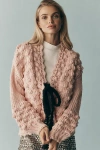 By Anthropologie Textured Front-tie Cardigan In Pink