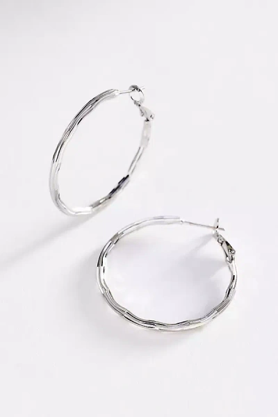 By Anthropologie Textured Hoop Earrings In Metallic