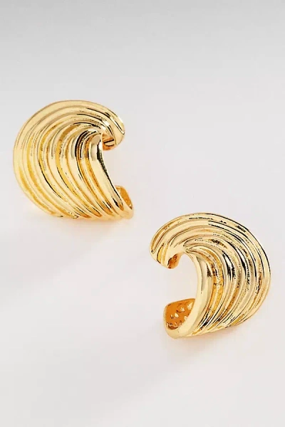 By Anthropologie Textured Huggie Hoop Earrings In Gold