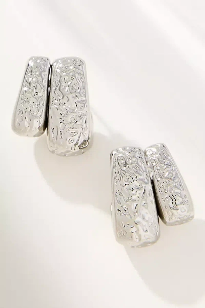 By Anthropologie Textured Huggie Hoops In Silver