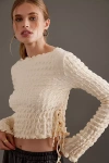 By Anthropologie Textured Long-sleeve Top In White