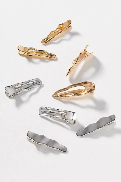 By Anthropologie Textured Metal Hair Clips, Set Of 5 In Multi