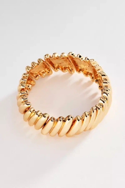 By Anthropologie Textured Metal Stretch Bracelet In Gold