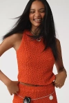 By Anthropologie Textured Racerback Tank Top In Red