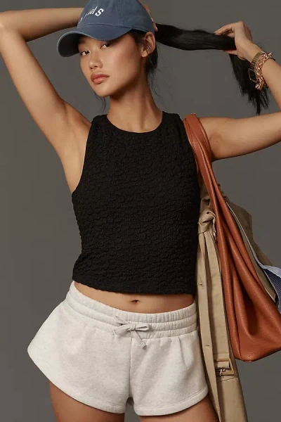 By Anthropologie Textured Racerback Tank Top In Black