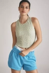 By Anthropologie Textured Racerback Tank Top In Green