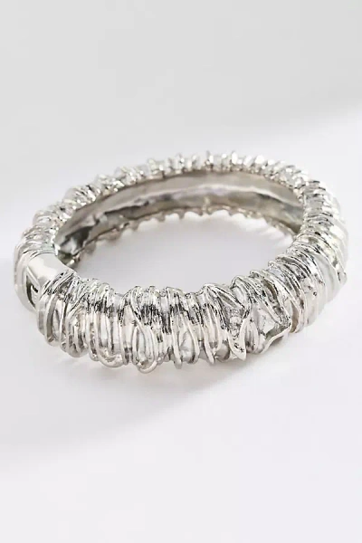 By Anthropologie Textured Statement Bracelet In Silver