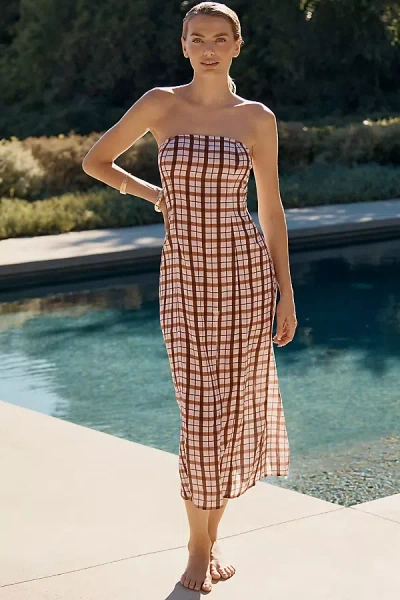 By Anthropologie The Aliza Strapless Linen Maxi Dress In Pink