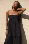 By Anthropologie The Aubrey Strapless Linen Top In Black