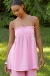 By Anthropologie The Aubrey Strapless Linen Top In Pink