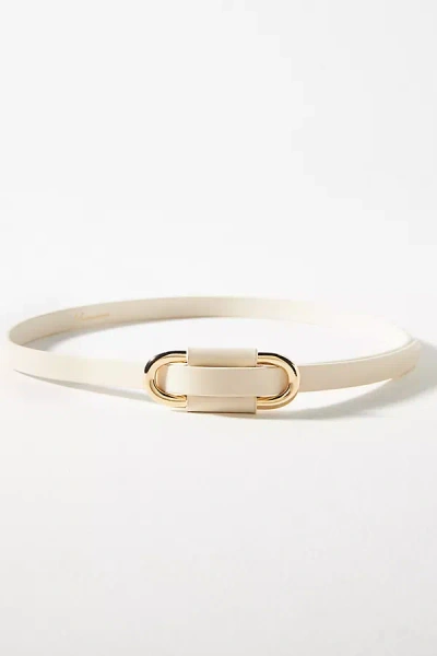 By Anthropologie The Blake Skinny Suede Croc Belt In White
