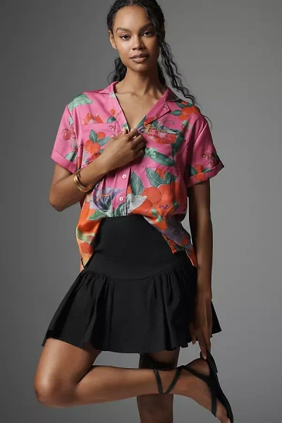 By Anthropologie The Brenna Short-sleeve Buttondown Shirt In Pink